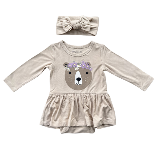 Onesie Dress - Floral Bear