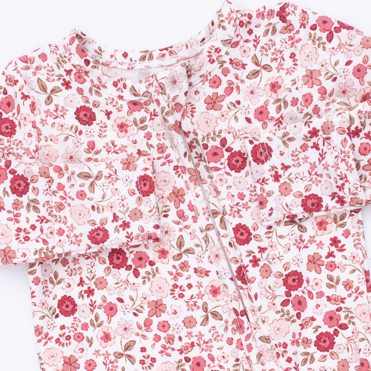 Serene Floral - 2 Way Ruffle Back Zipper Footie