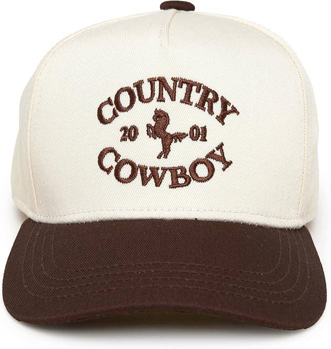 Country Cowboy Two Tone Vintage Cap - Brown/Beige