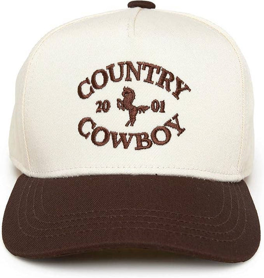 Country Cowboy Two Tone Vintage Cap - Brown/Beige