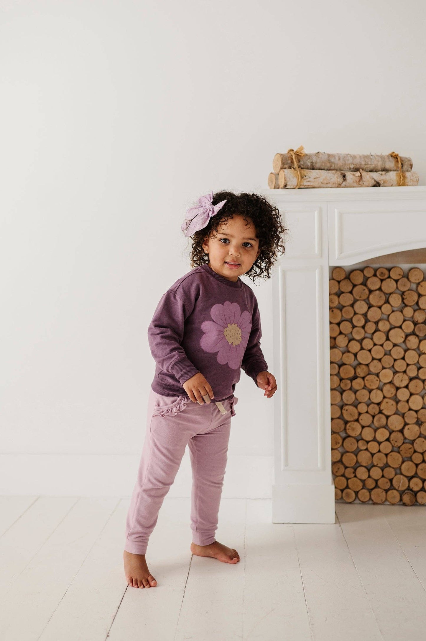 Bamboo Boxy Sweatshirt - Plum Wildflower