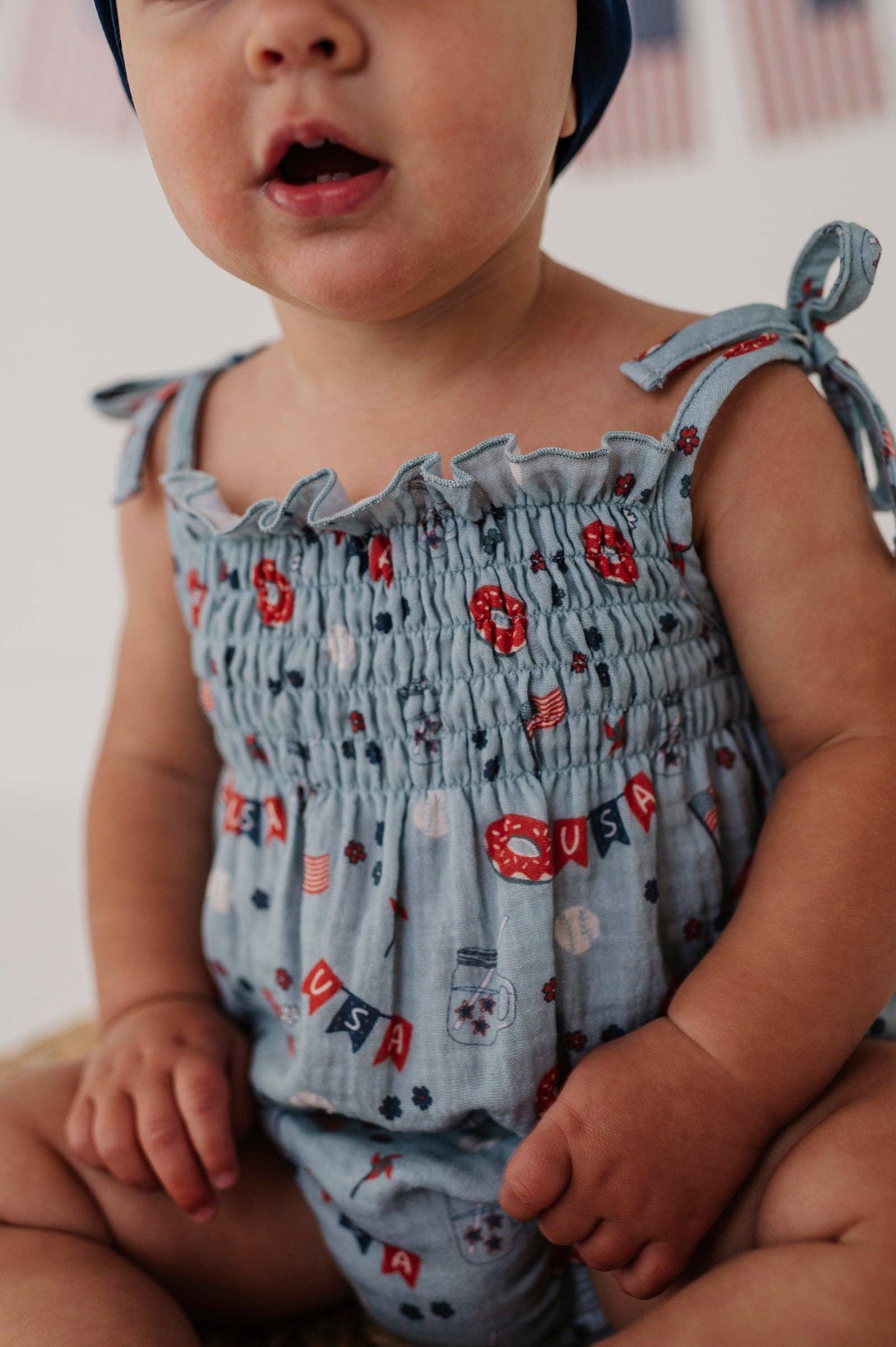 USA Summer Tie-Smocked Bodysuit