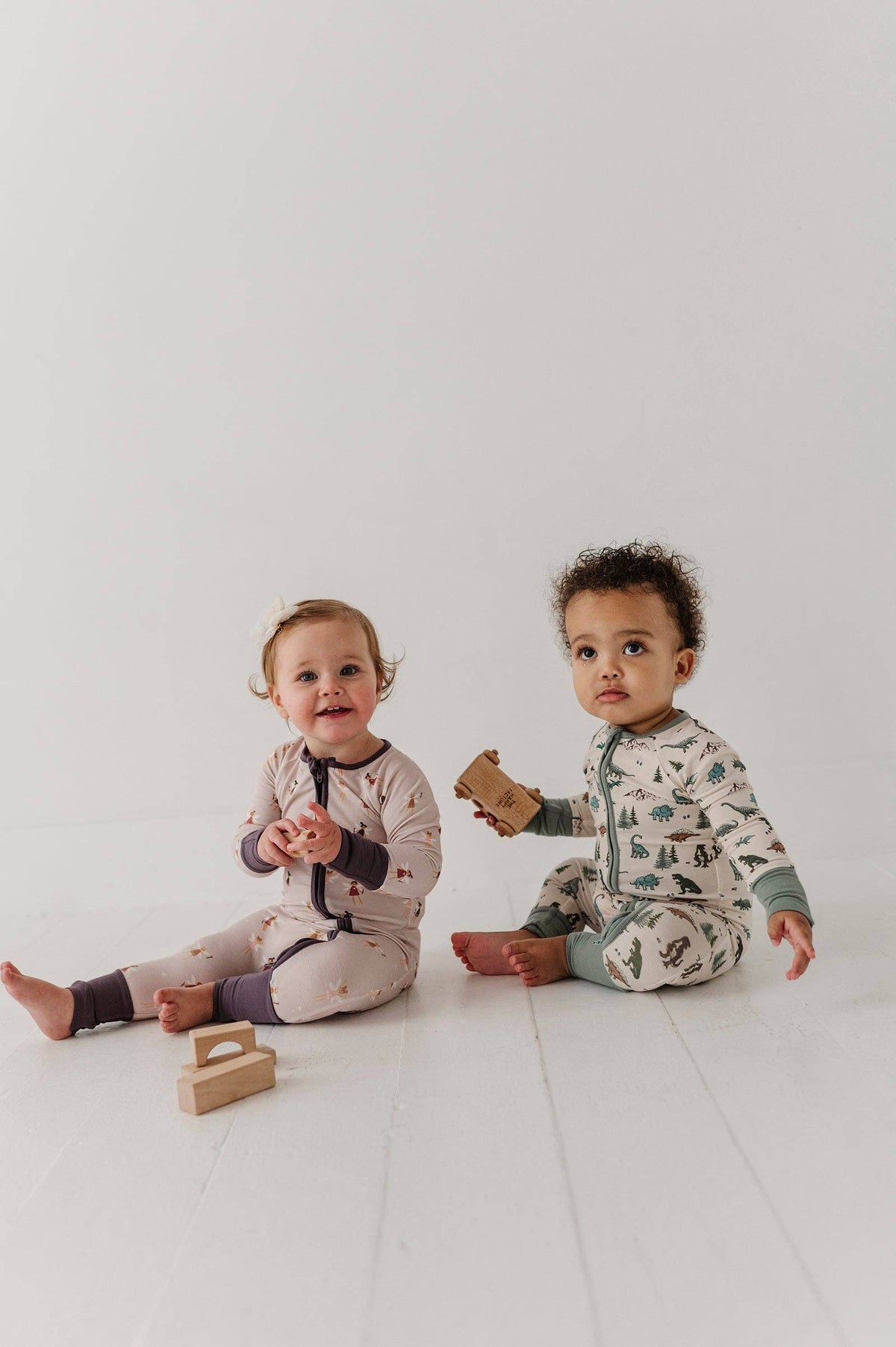 Dino Land Long Sleeve Zip Romper