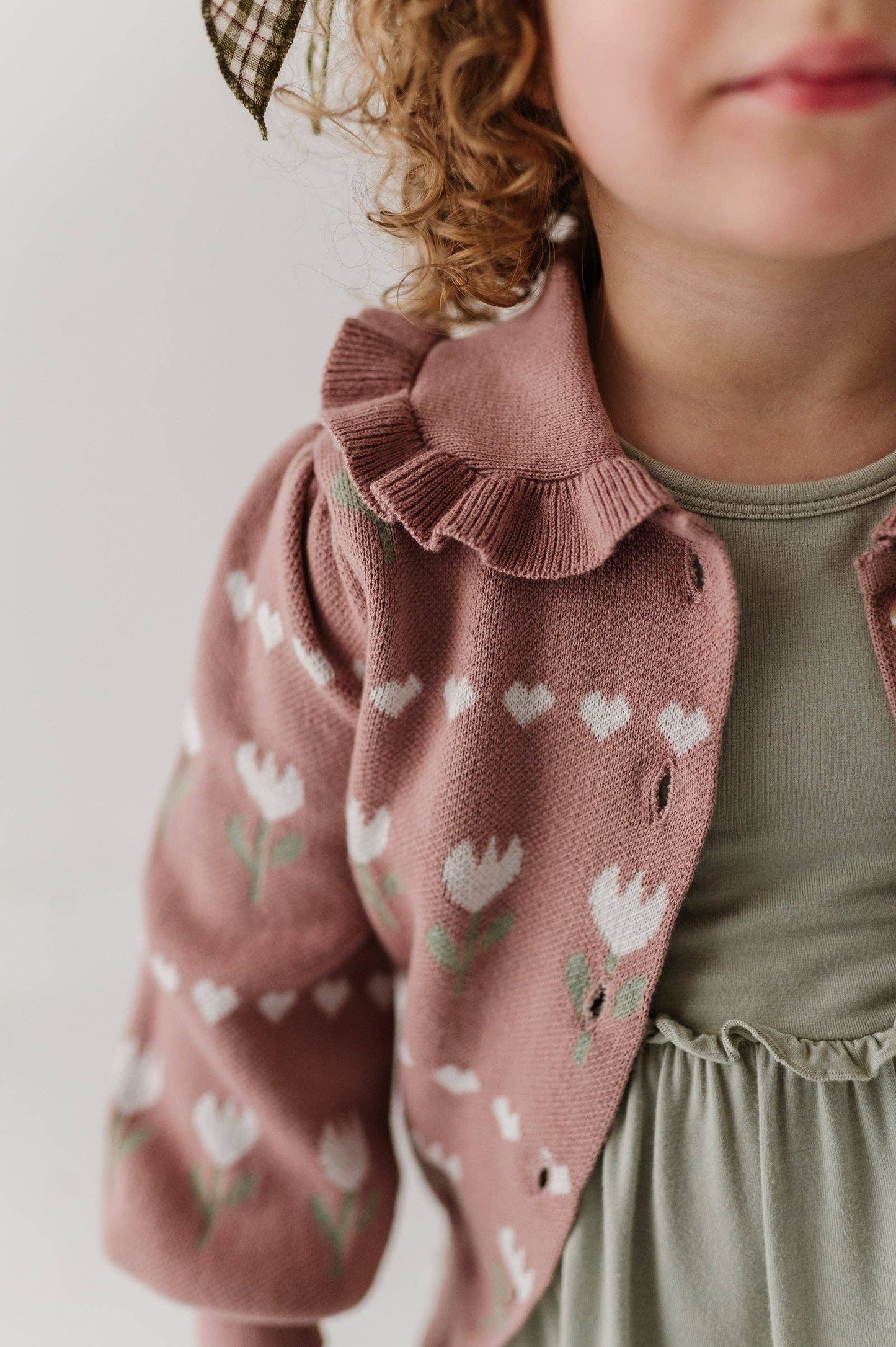 Tulip Heart Intarsia Knit Cardigan
