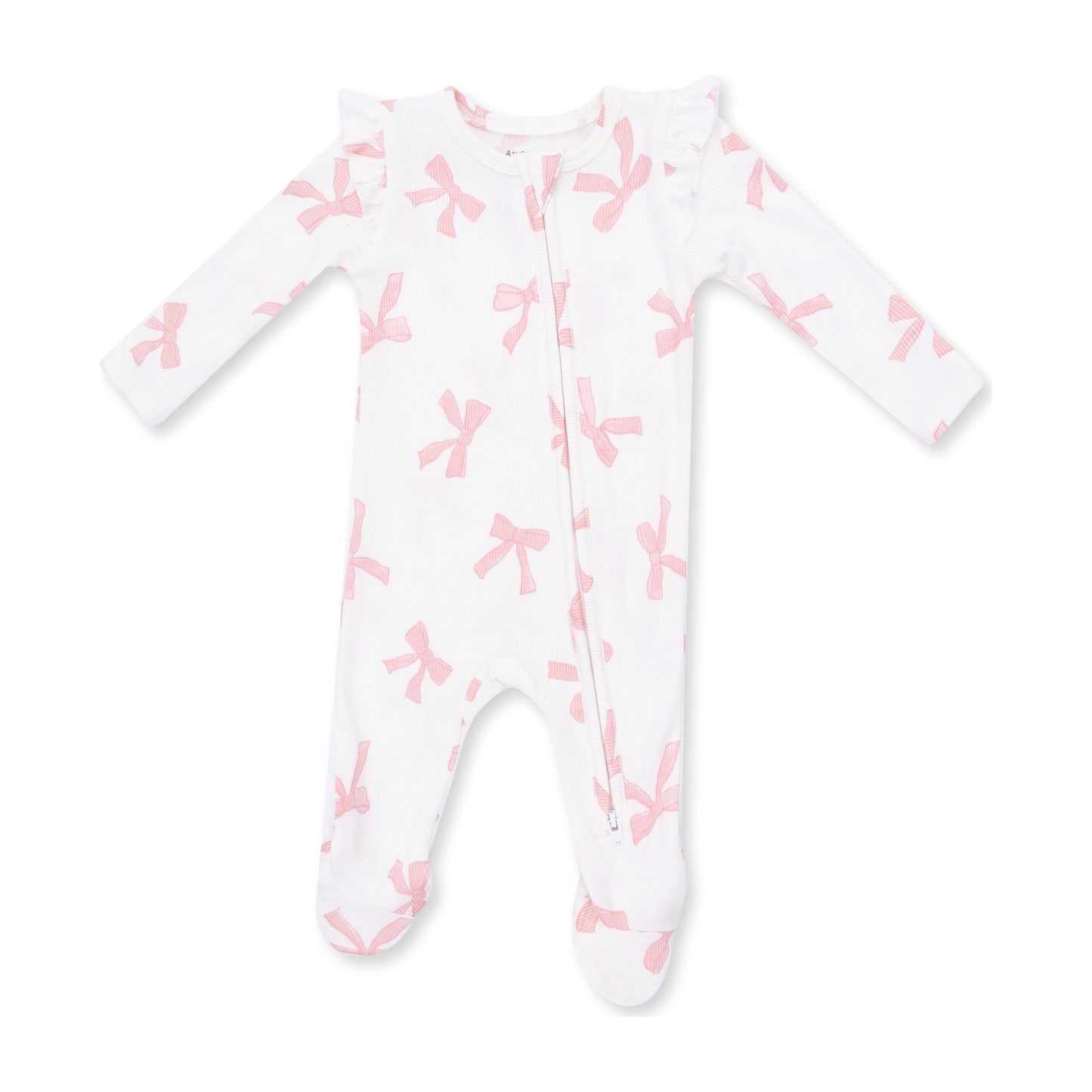Pretty Bows 2 Way Ruffle Sleeve Zipper Footie