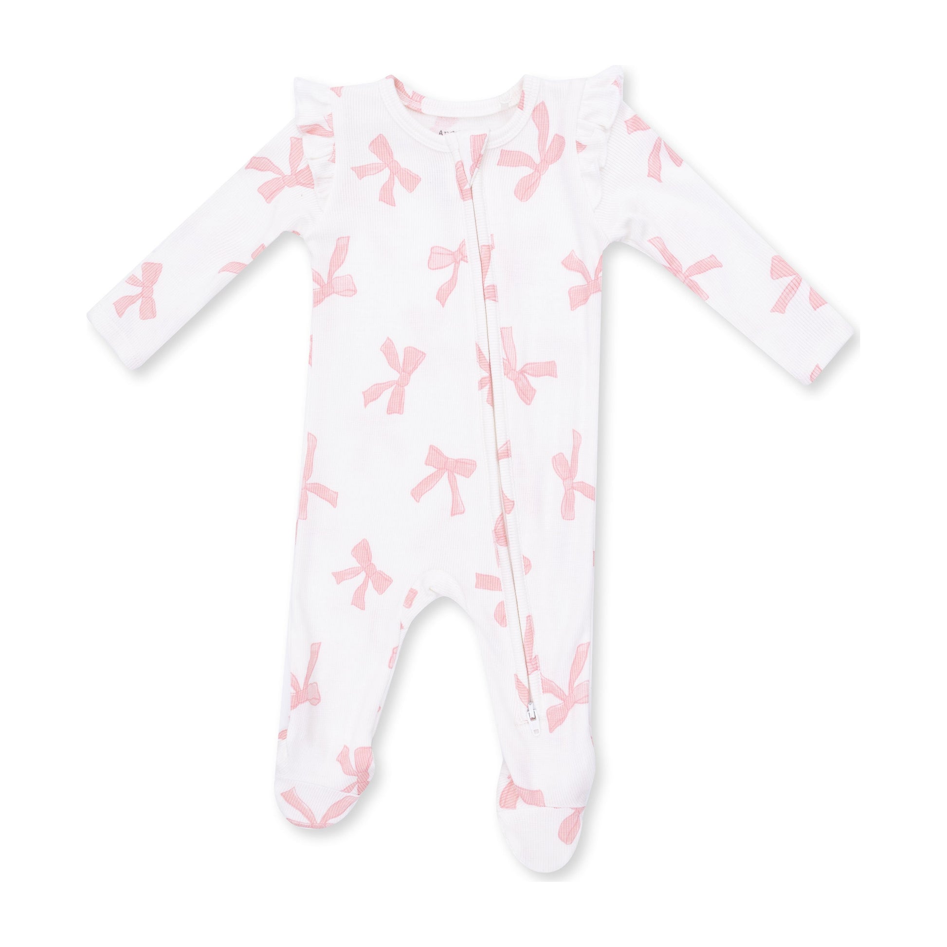 Pretty Bows 2 Way Ruffle Sleeve Zipper Footie