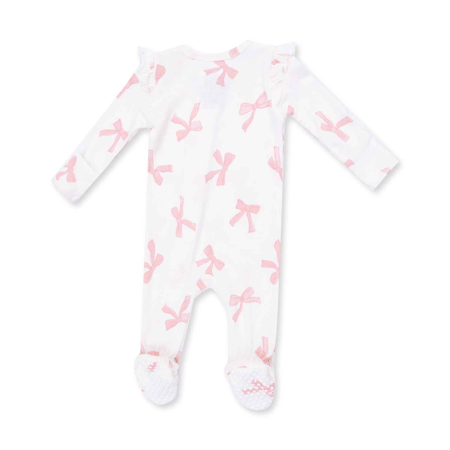 Pretty Bows 2 Way Ruffle Sleeve Zipper Footie