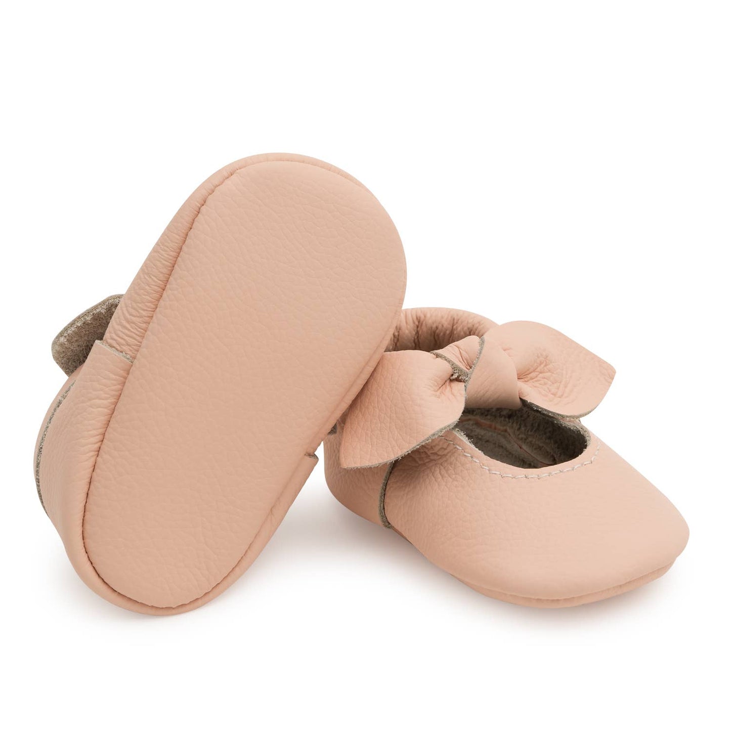 Desert Rose Knot Bow Leather Baby Moccasins