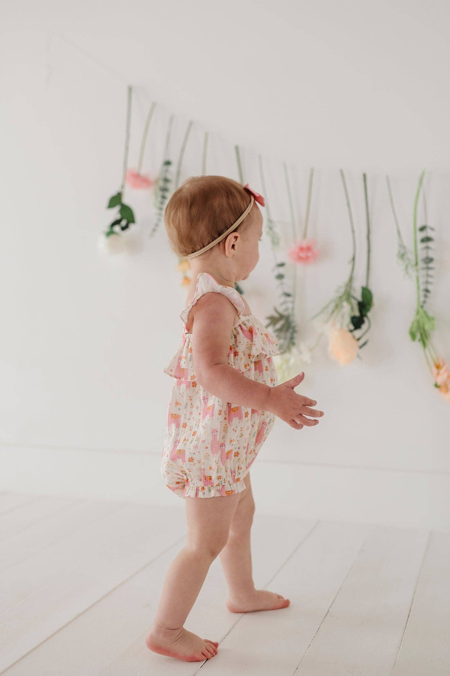 Pink Llamas Gauze Bubble Romper