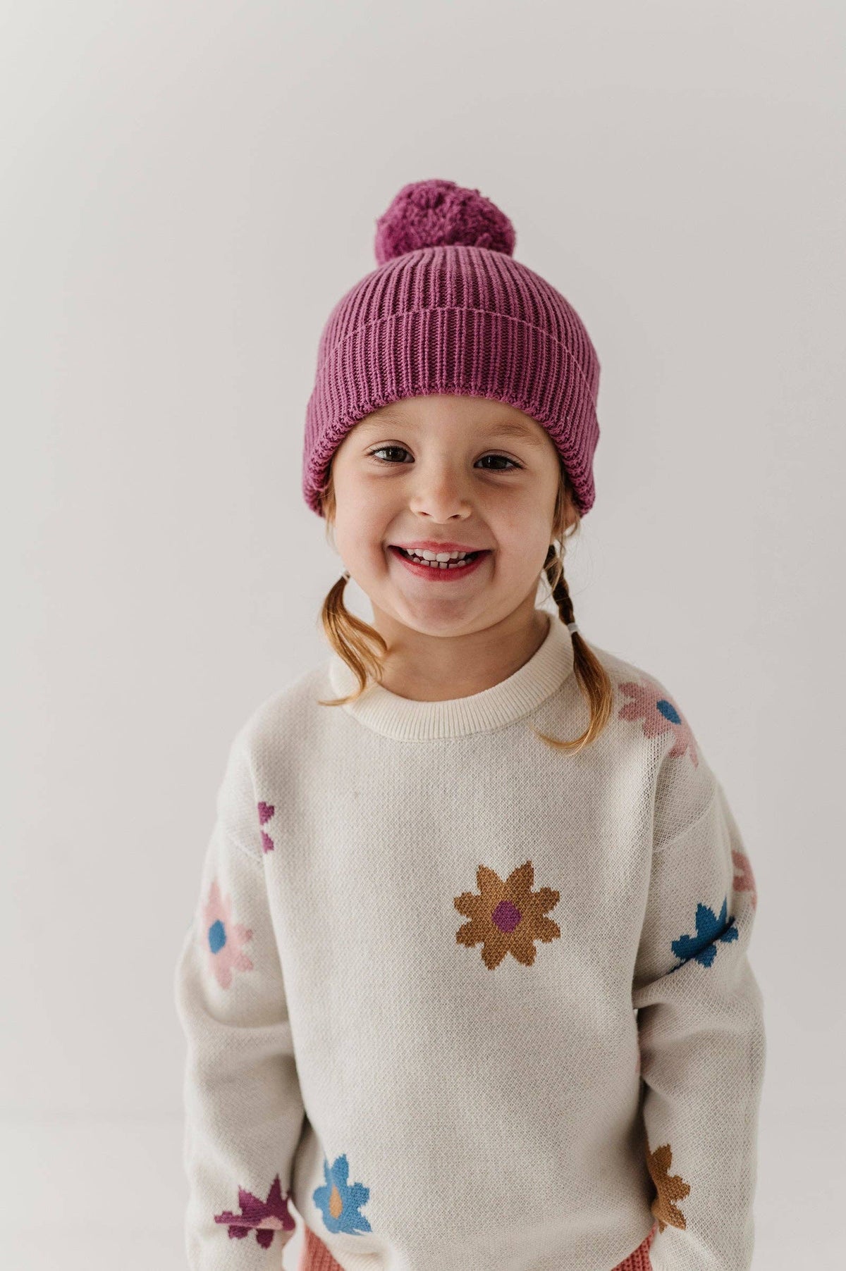 Vintage Plum Knit Pom Hat