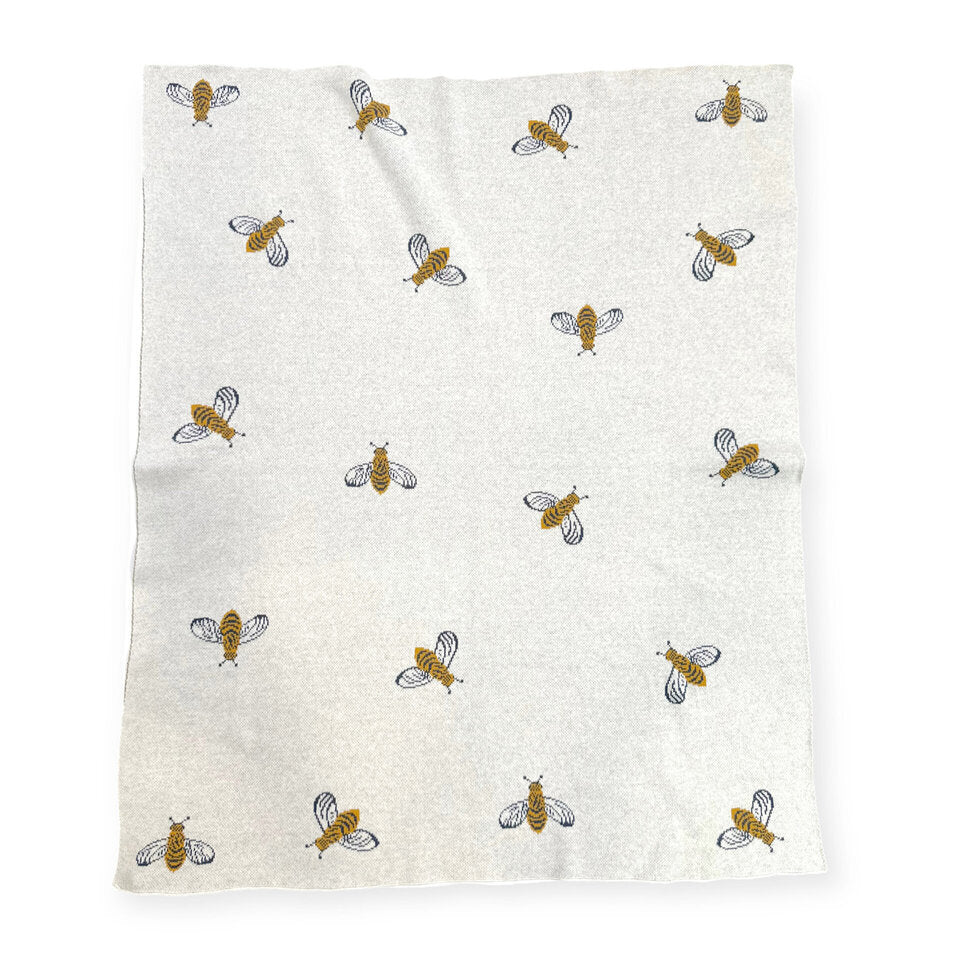 Bee - Organic Cotton Jacquard Sweater Knit Baby Blankets