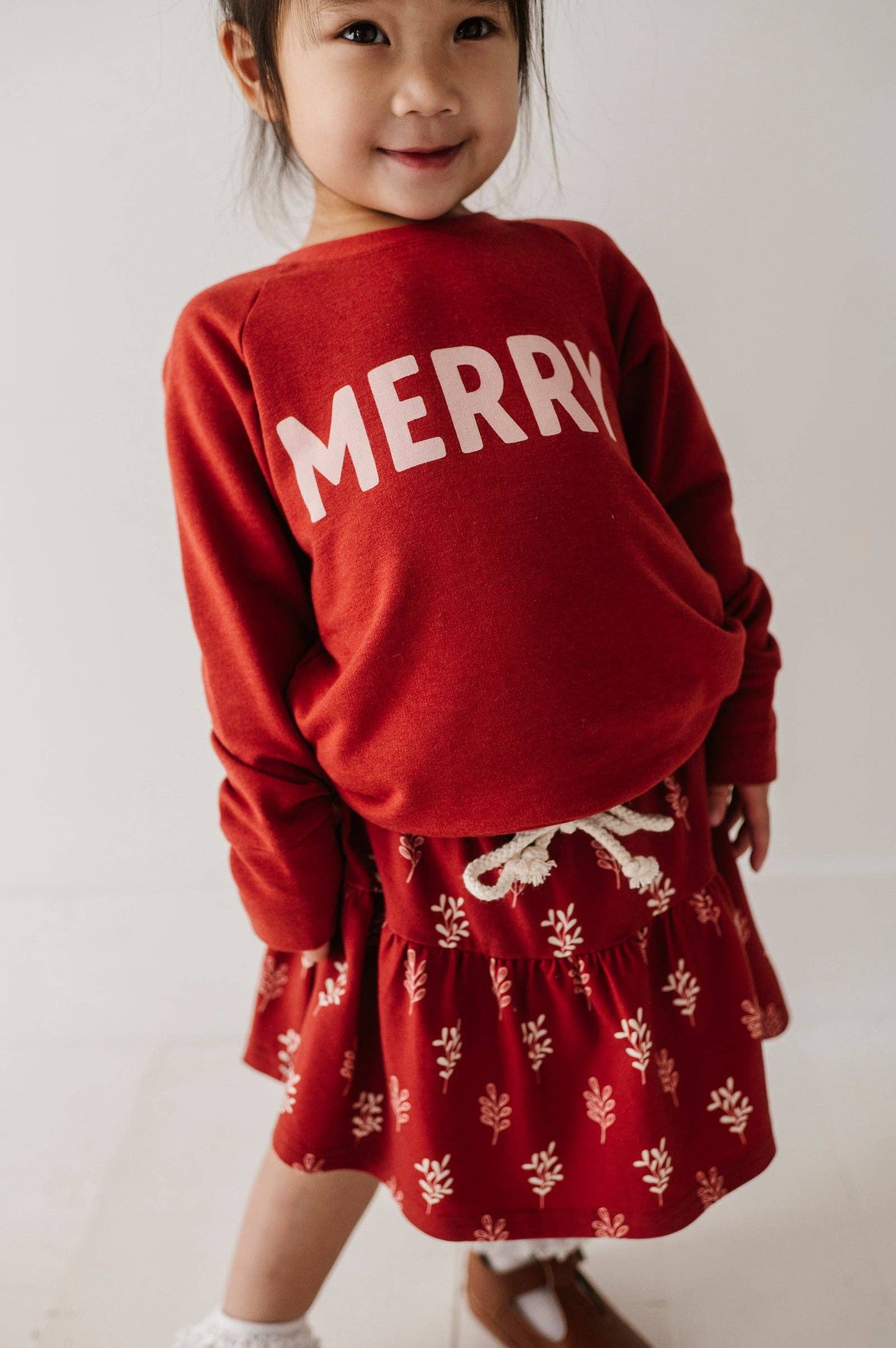 Raglan Sweatshirt- Merry in Berry Red