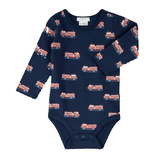 Navy Fire Truck Onesie