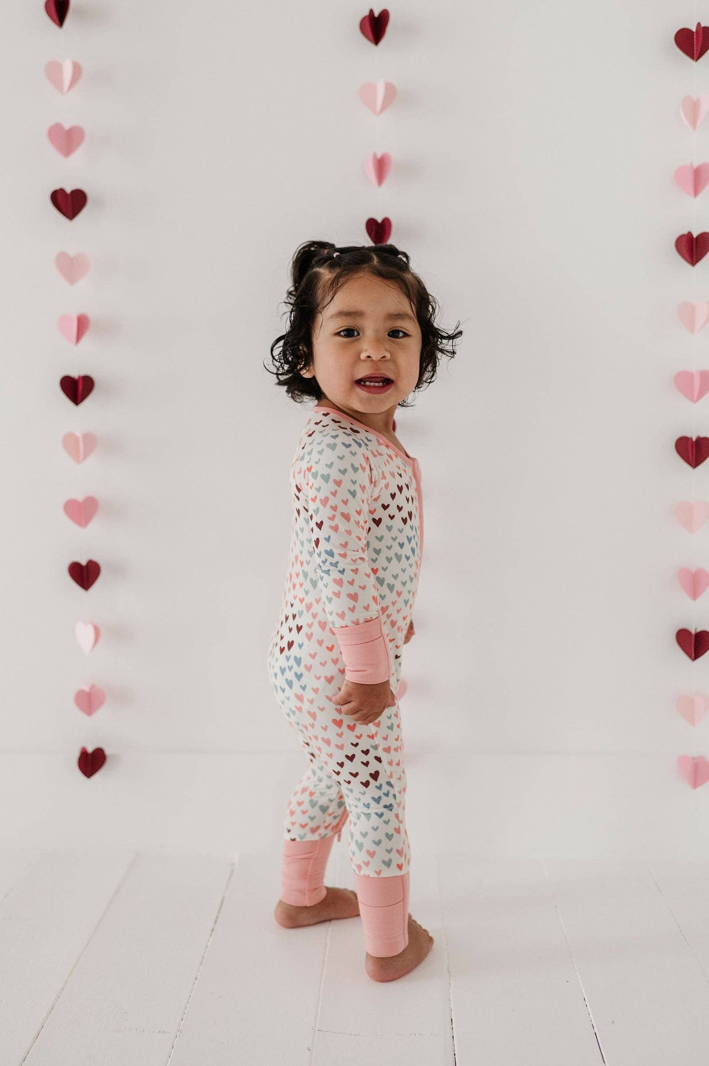 Rainbow Hearts Long Sleeve Zip Romper