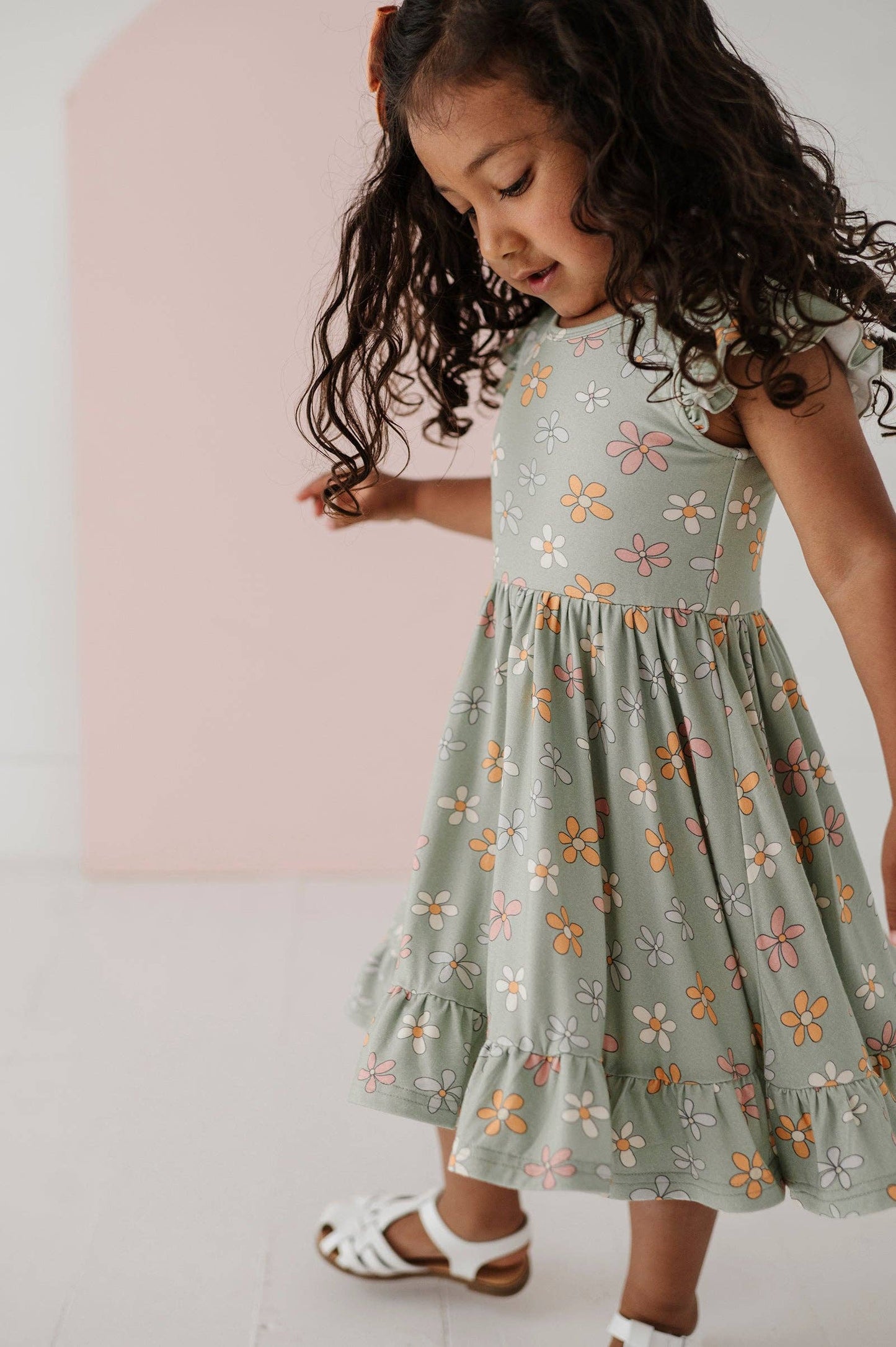 Sketched Daisy Sleeveless Twirl Dress