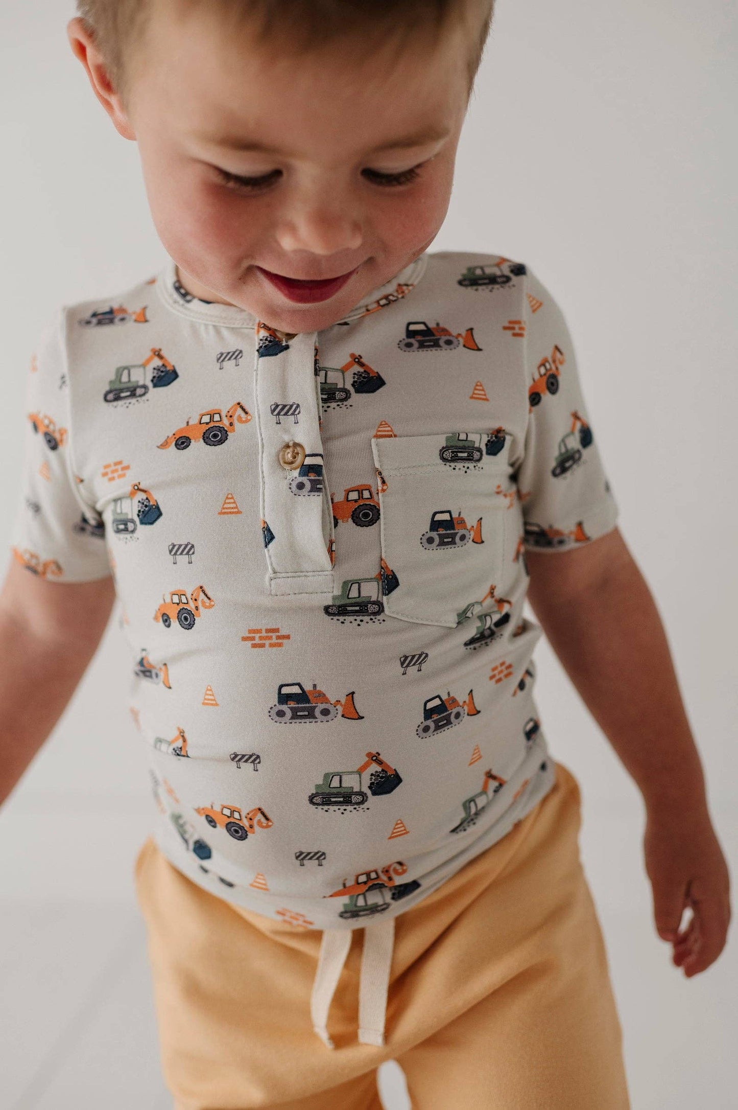 Construction Short Sleeve Henley Shirt