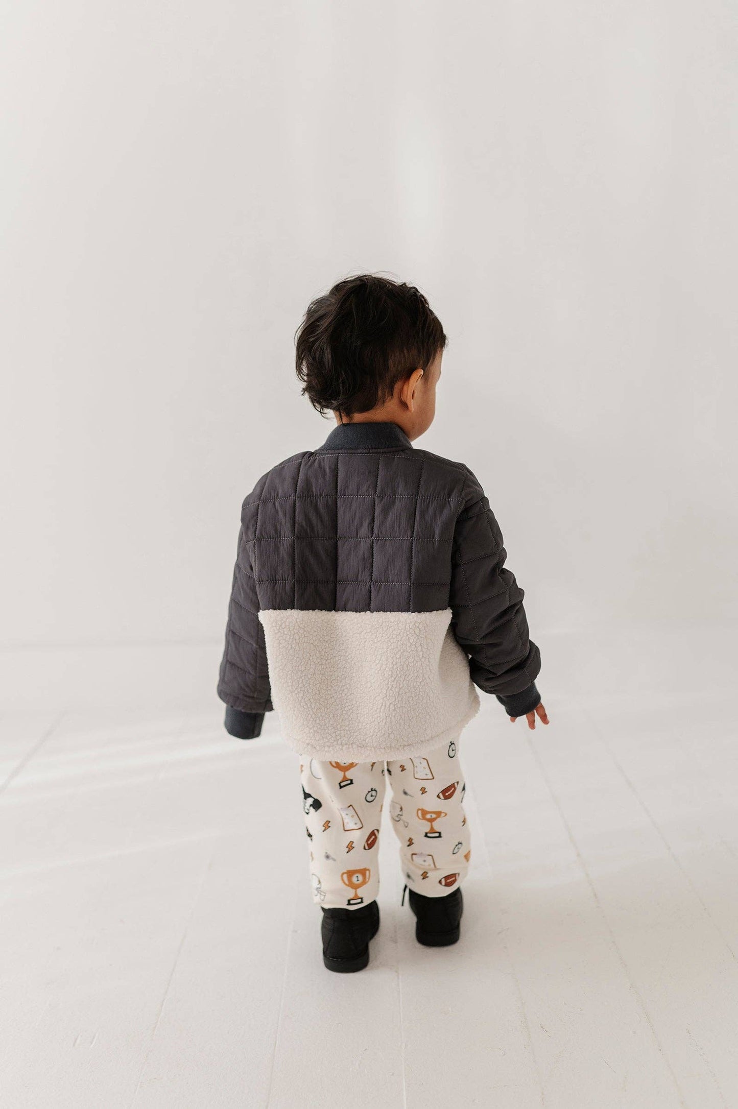Charcoal Quilted Sherpa Jacket