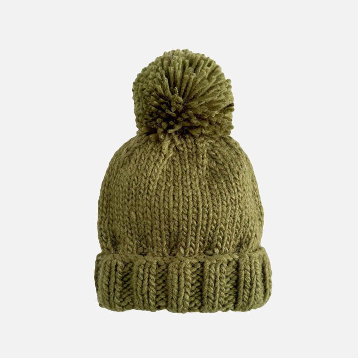 Classic Pom Knit Beanie- Moss