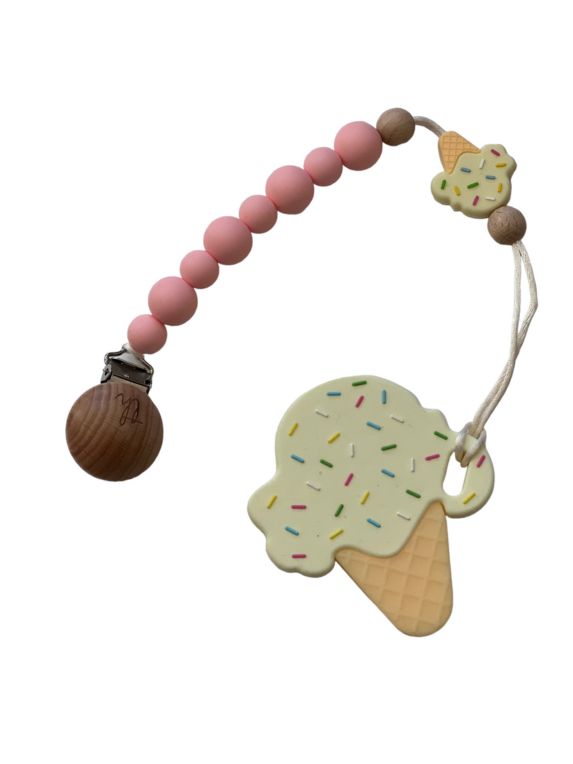 Teether & Clip Set- Vanilla Ice Cream