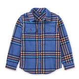 Flannel Button Up Shirt: Bleu Plaid