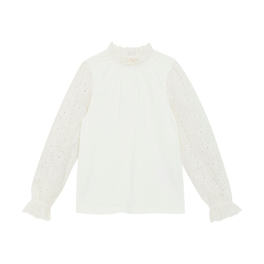 Pointelle Neck Cloud Blouse