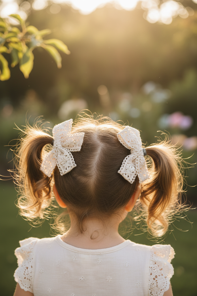 Pigtail Lace Bow Clips