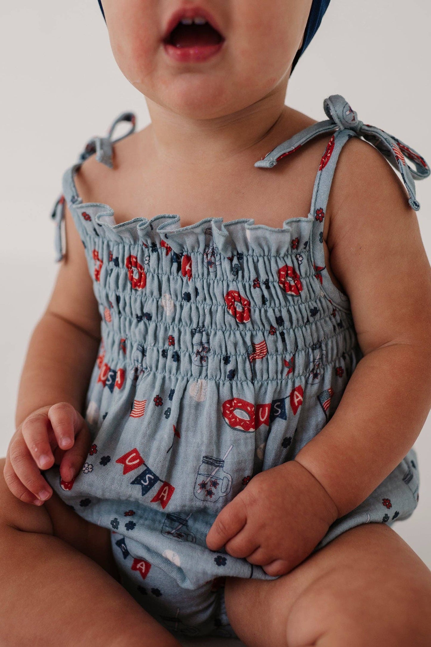 USA Summer Tie-Smocked Bodysuit