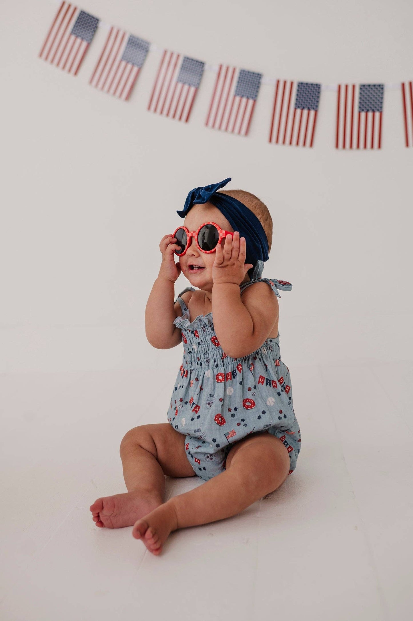 USA Summer Tie-Smocked Bodysuit