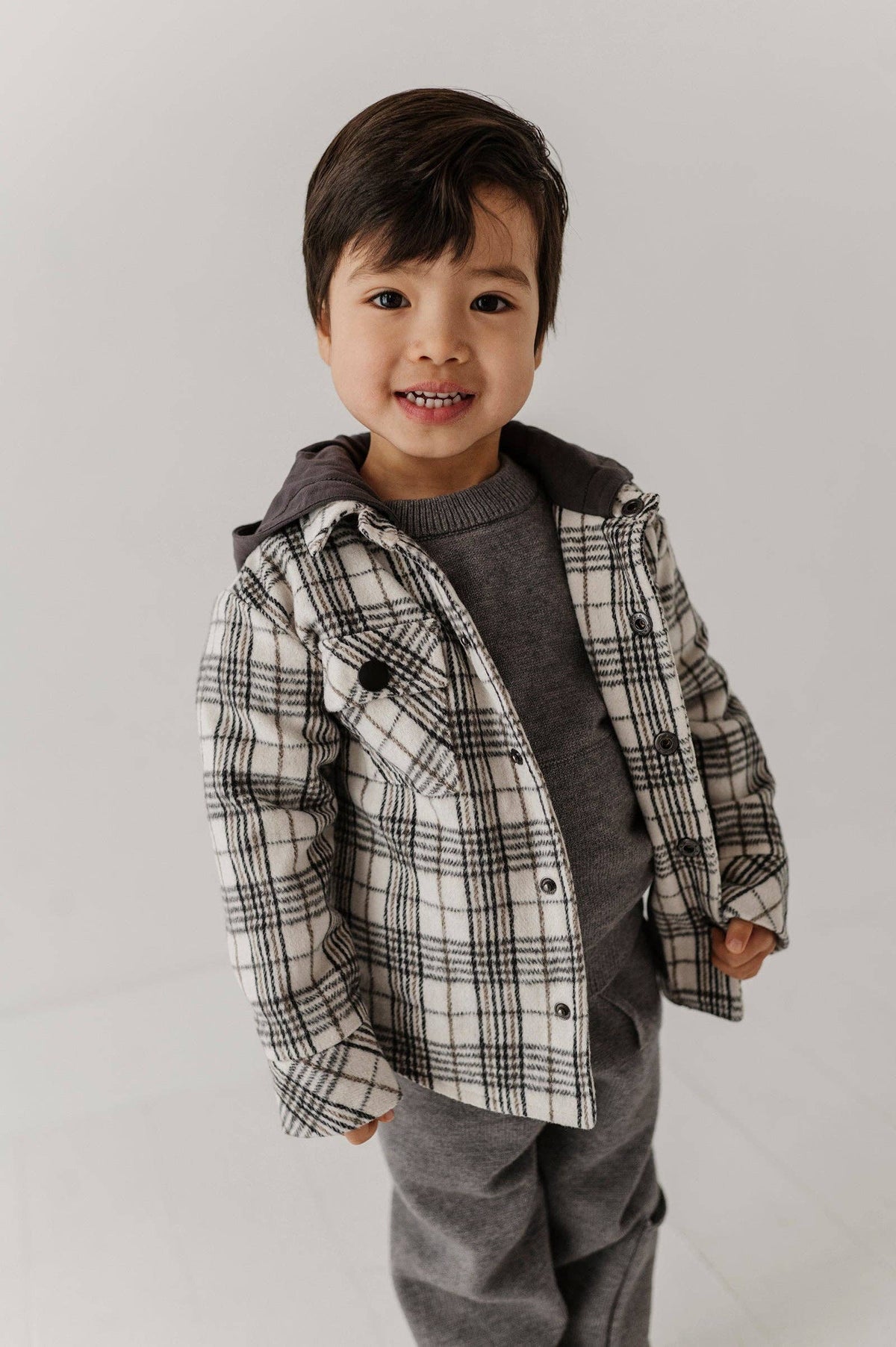 Granite Plaid Hooded Shacket