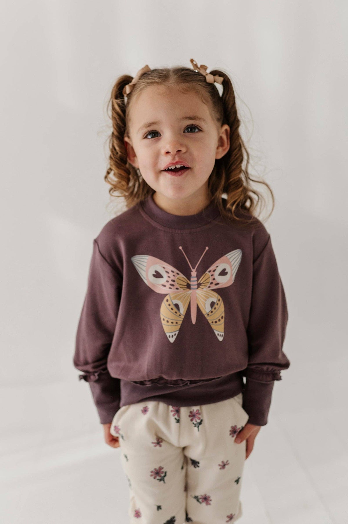Butterfly Ruffle Hem Sweatshirt