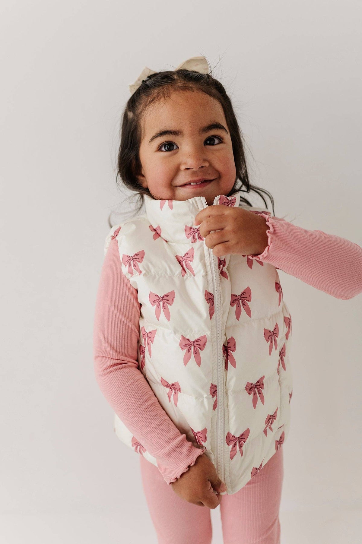Rose Elegance Bows Puffer Vest