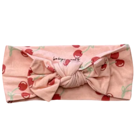 Cherries Bamboo Bow Headband