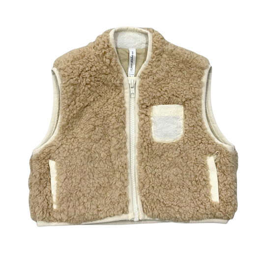 Beige Sherpa Zipper Vest