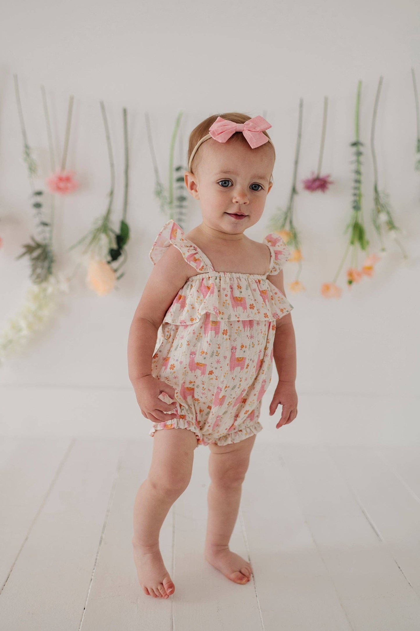 Pink Llamas Gauze Bubble Romper