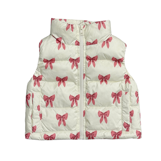 Rose Elegance Bows Puffer Vest