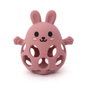 3D Bunny Silicone Teether- Dusty Rose