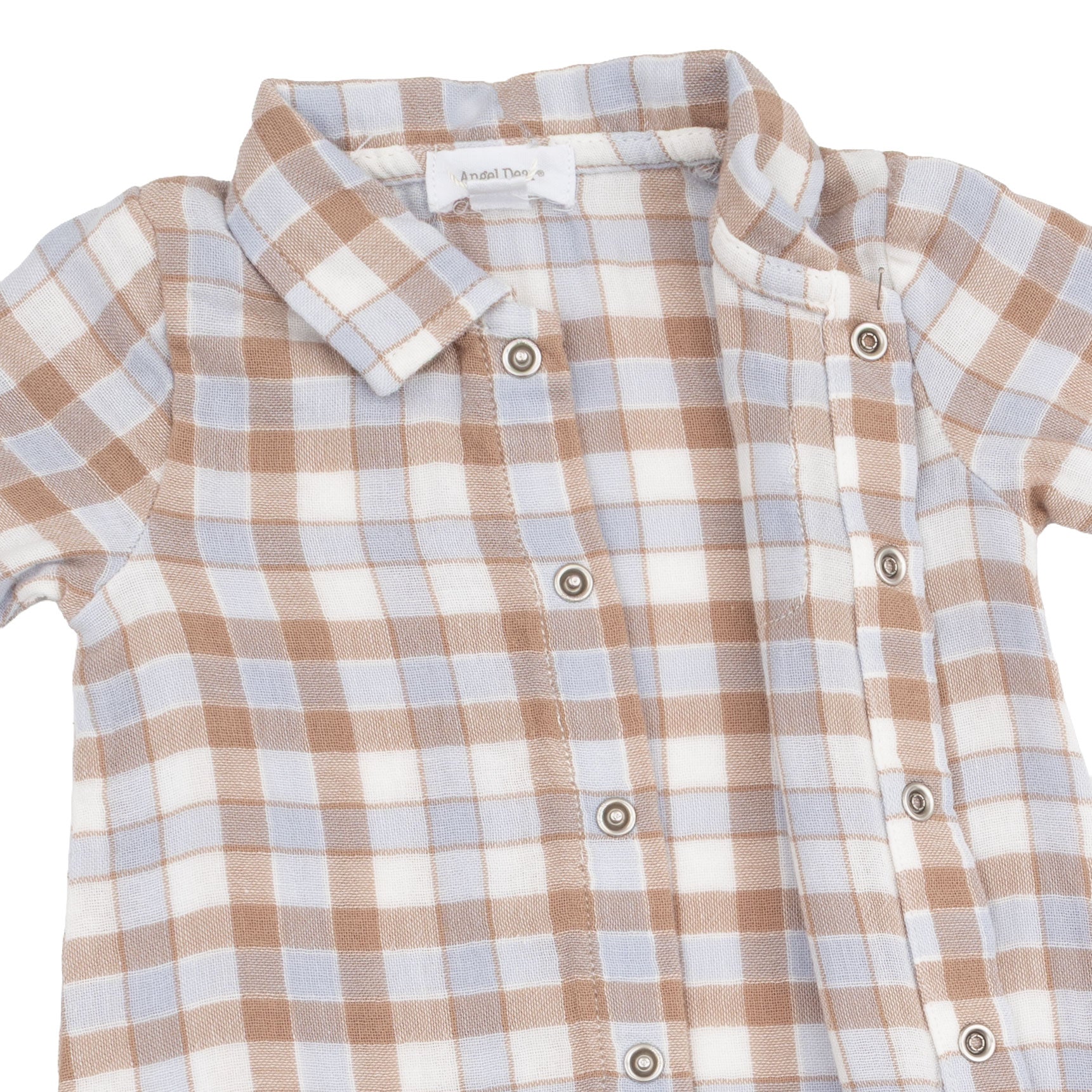 Western Plaid - Long Sleeve Polo Button Down Romper