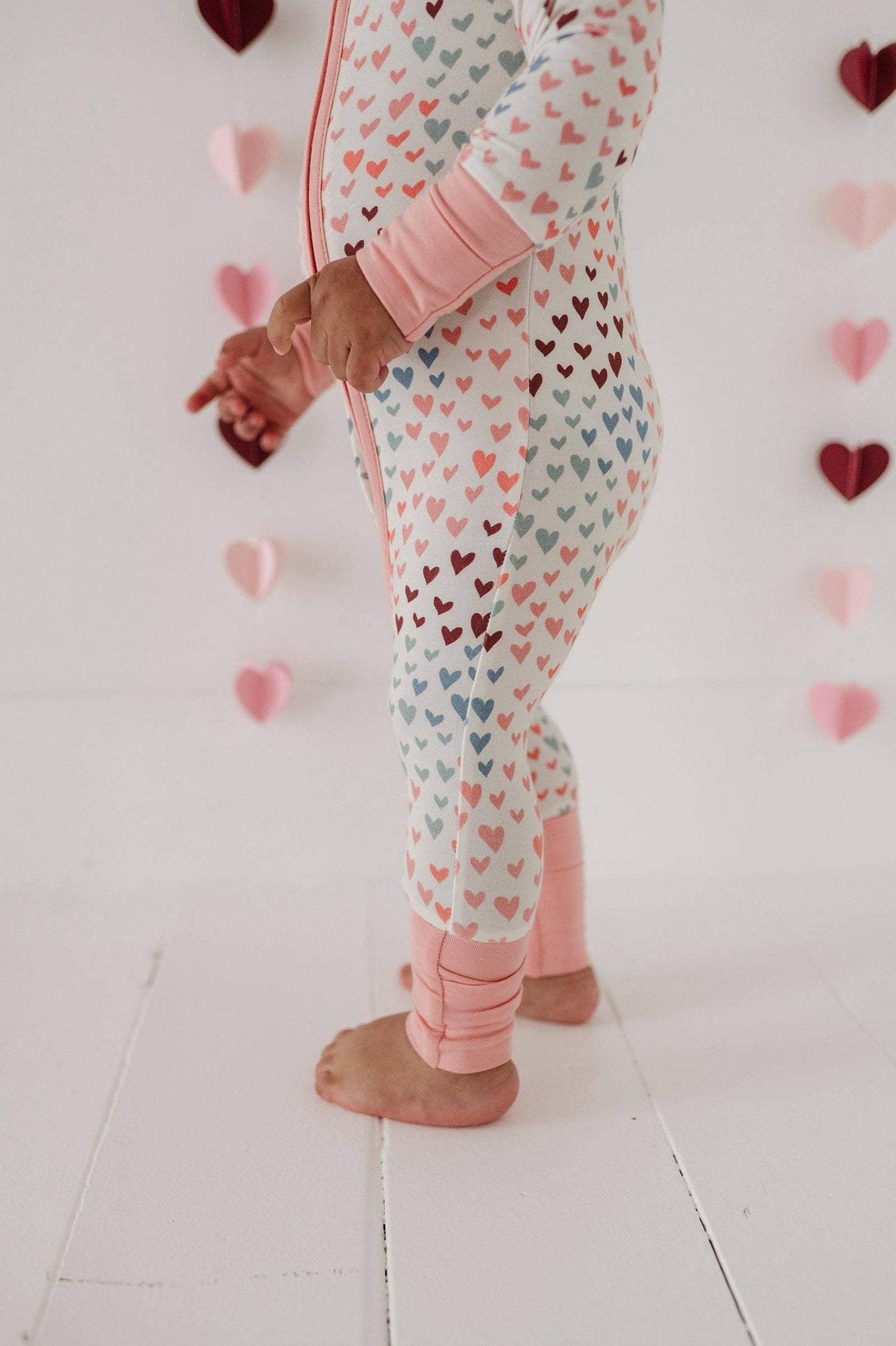 Rainbow Hearts Long Sleeve Zip Romper