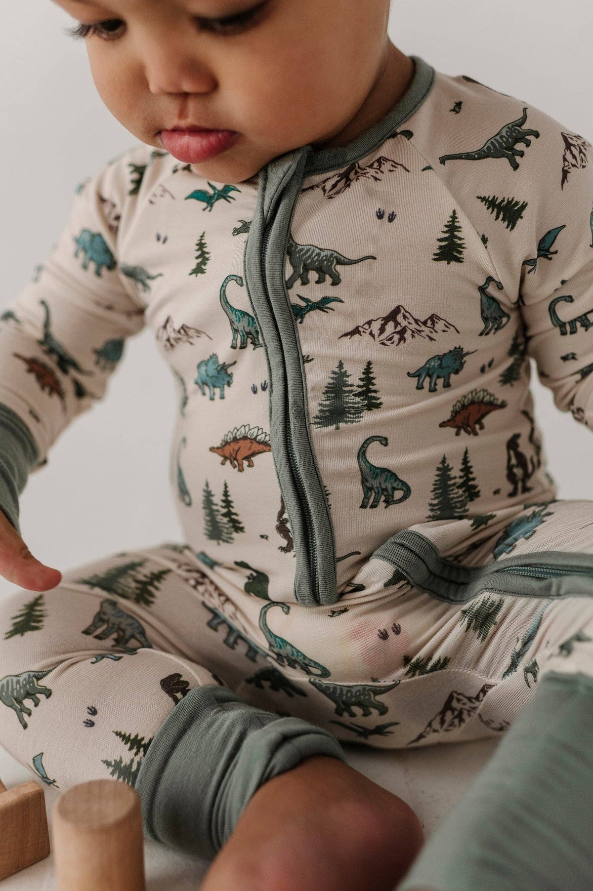 Dino Land Long Sleeve Zip Romper