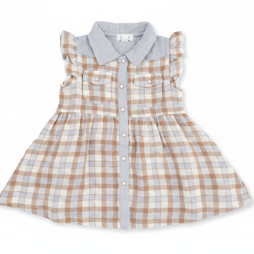 Western Plaid - Western Pearl Snap Dress and Bloomer