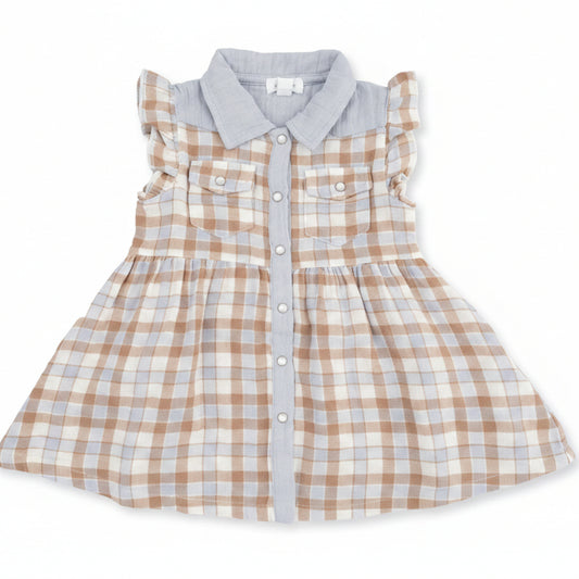 Western Plaid - Western Pearl Snap Dress and Bloomer