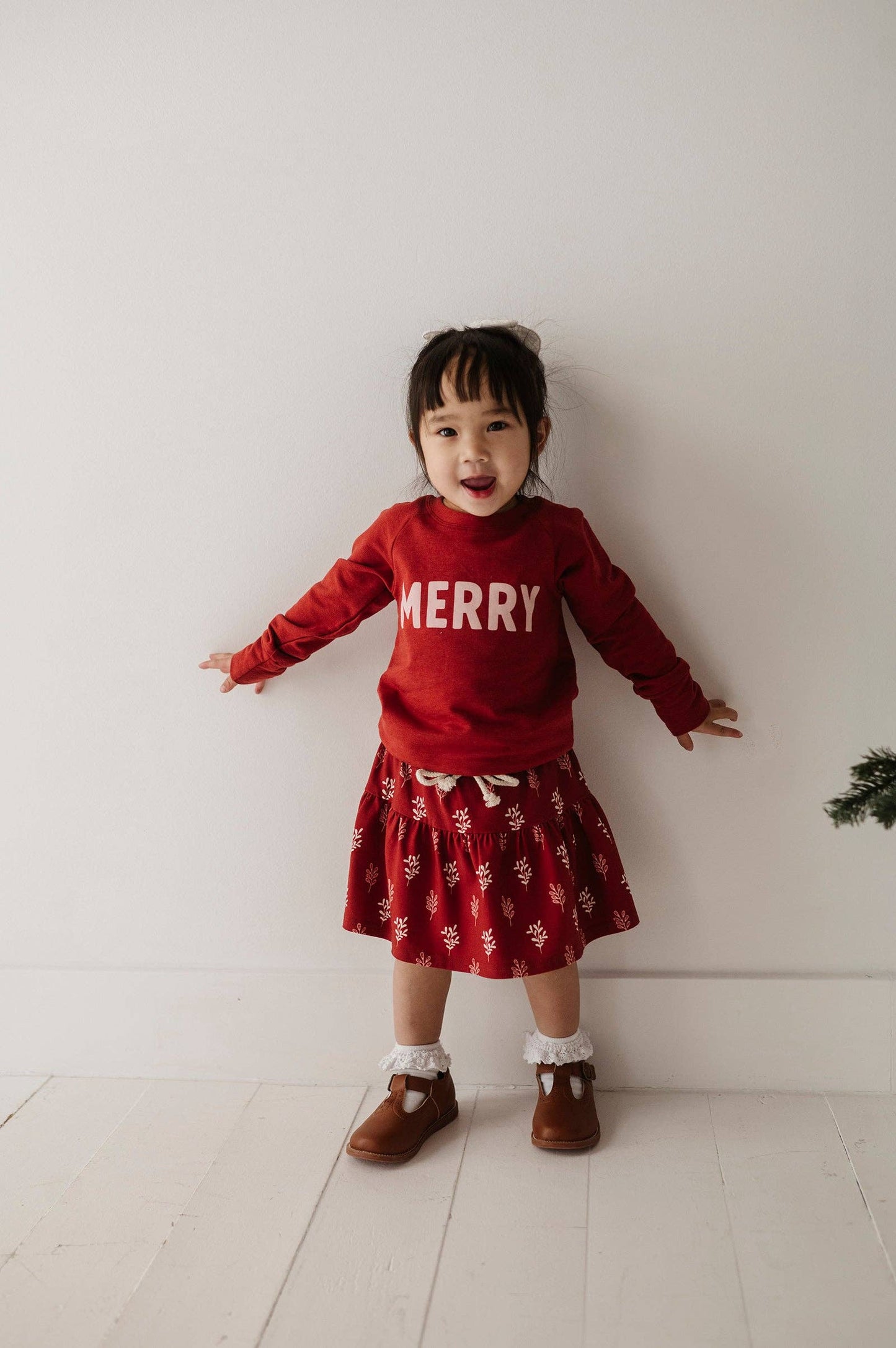 Raglan Sweatshirt- Merry in Berry Red
