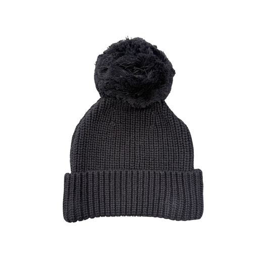 Charcoal Knit Pom Hat