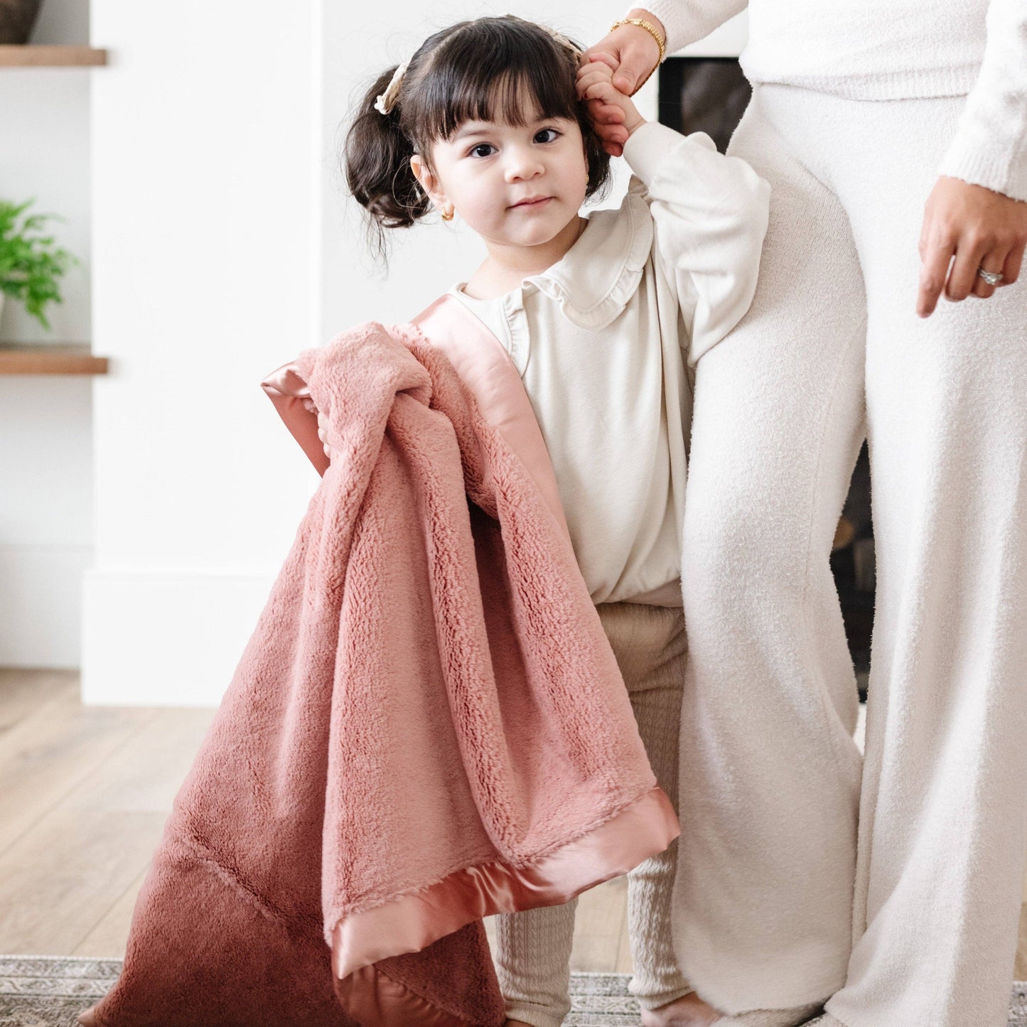 Satin Border Blanket - Dusty Peach