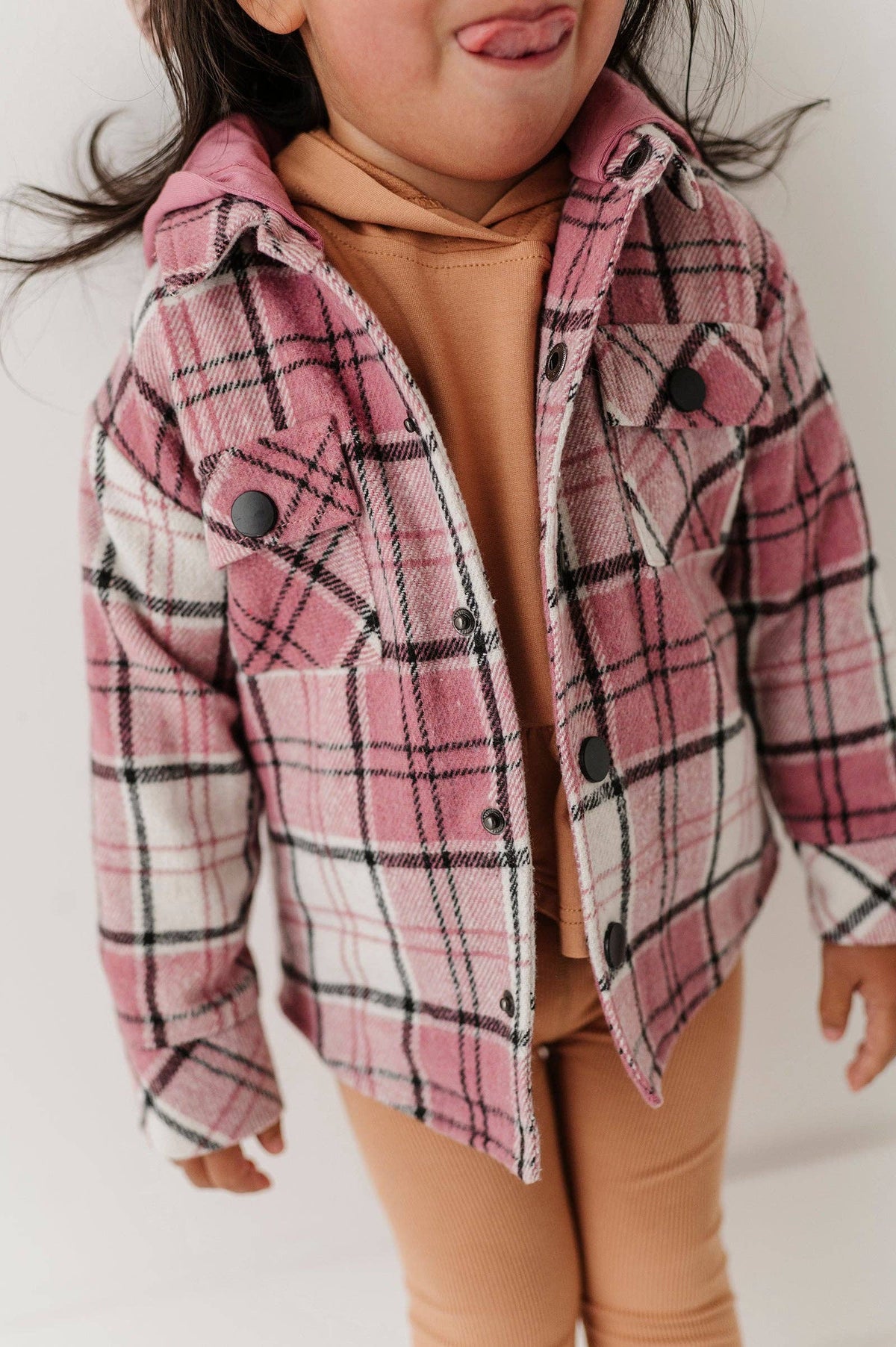 Magenta Plaid Hooded Shacket