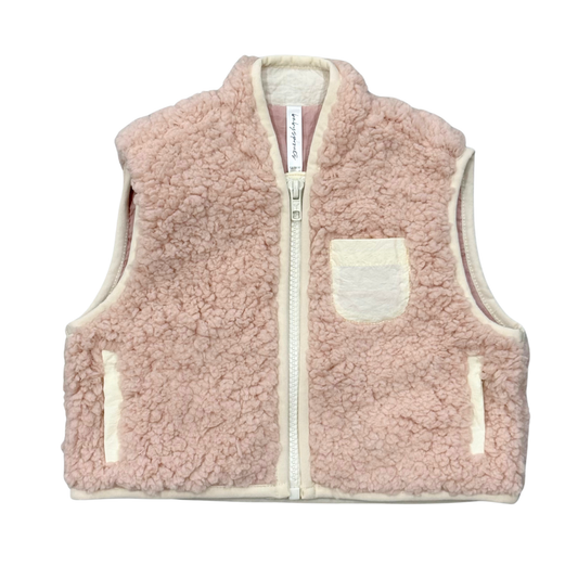 Soft Pink Sherpa Zipper Vest