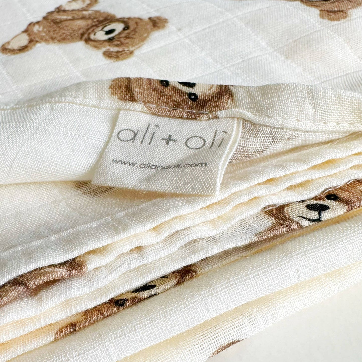 Bamboo Muslin Swaddle Blanket- Teddy Bear