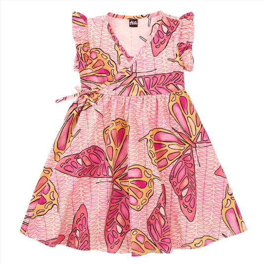 Full Sweep Wrap Dress: Batik Butterfly