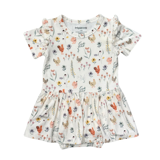 Floral Chickens Bodysuit Dress