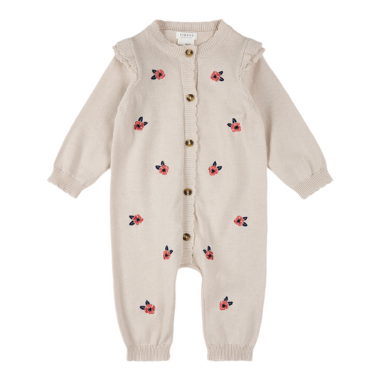 Beige Poppy Sweater Knit Playsuit